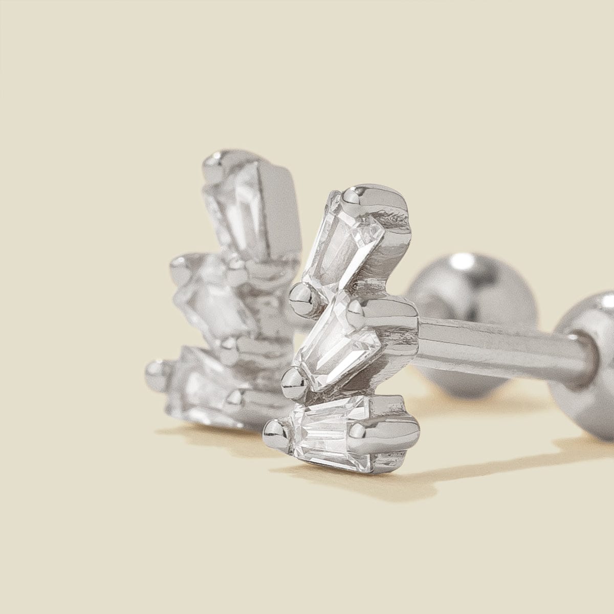 CZ Triple Baguette Stud Earrings