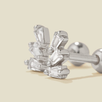 CZ Triple Baguette Stud Earrings