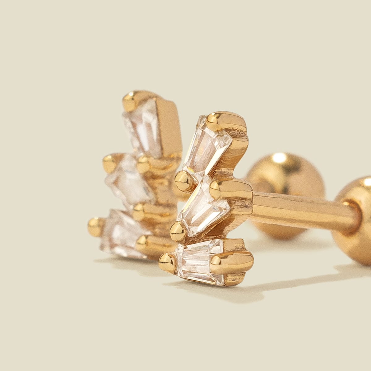 CZ Triple Baguette Stud Earrings
