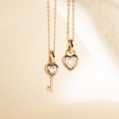 CZ Heart Key Charm