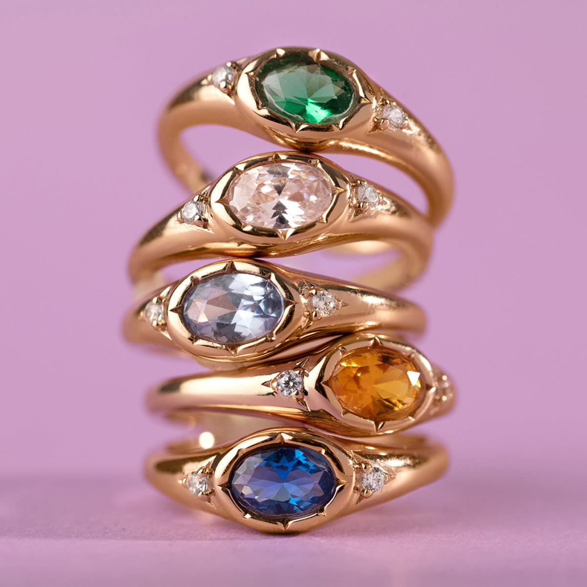 September Oval Birthstone Signet Ring