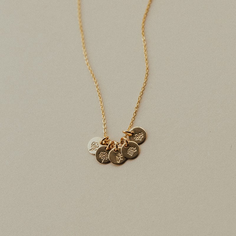 Mini Birth Flower Stacker Necklace | 1/4" Disc