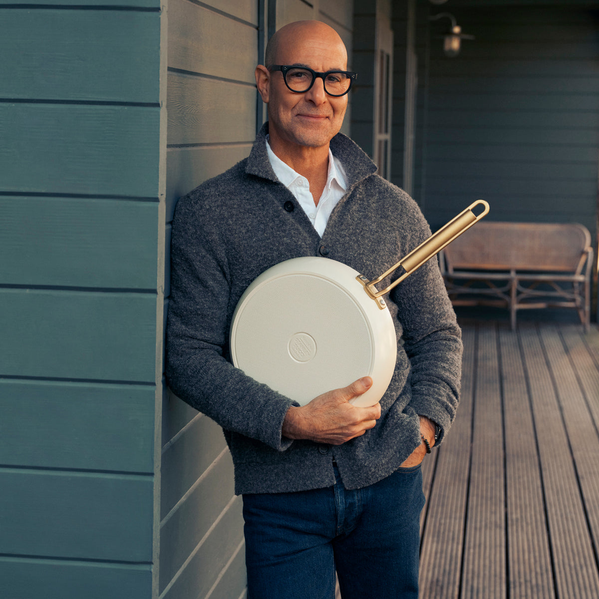 Stanley Tucci™ Ceramic Nonstick 8", 10" and 12" Frypan Set | Carrara White