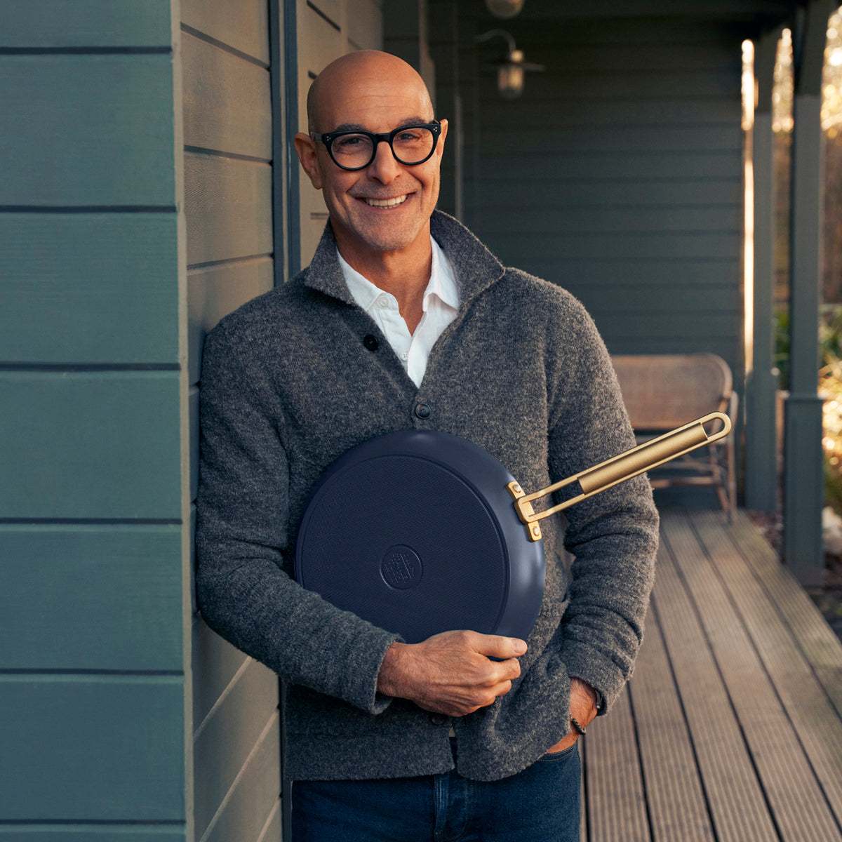 Stanley Tucci™ Ceramic Nonstick 12" Frypan with Lid | Marino Blue