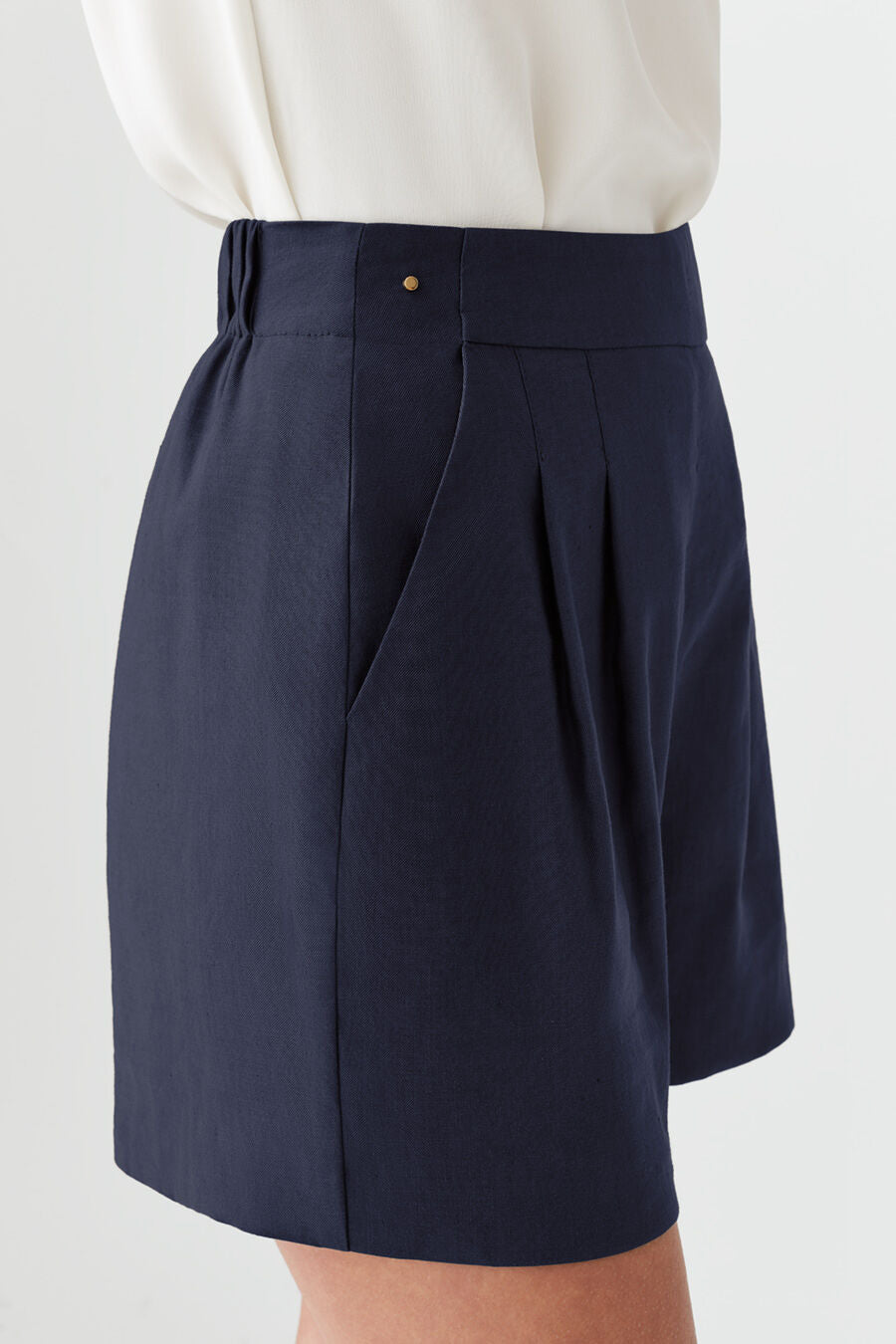 Linen Pleated Front Shorts