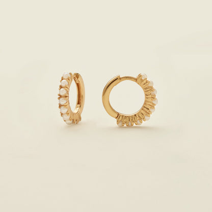 Pearl Huggie Hoop Earrings