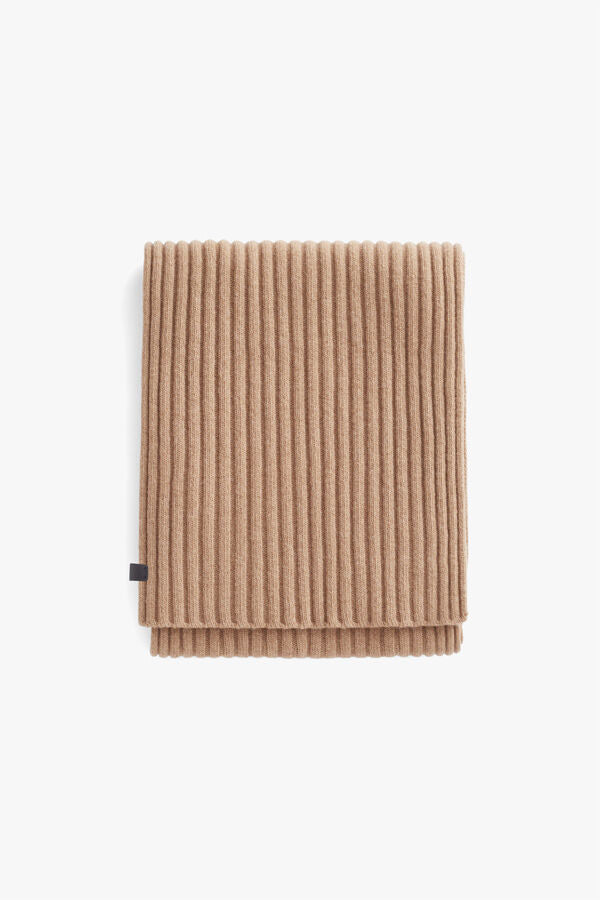 Mens Wool Cashmere Ribbed Scarf