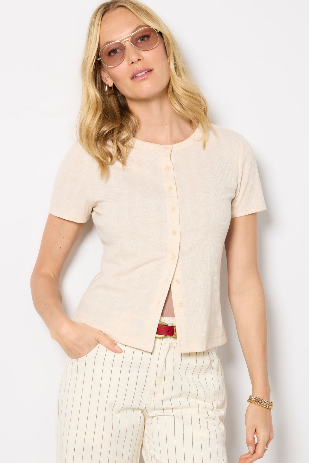 Ivy Button Front Tee