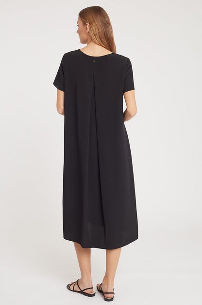 Silk Pleat-Back Tee Dress