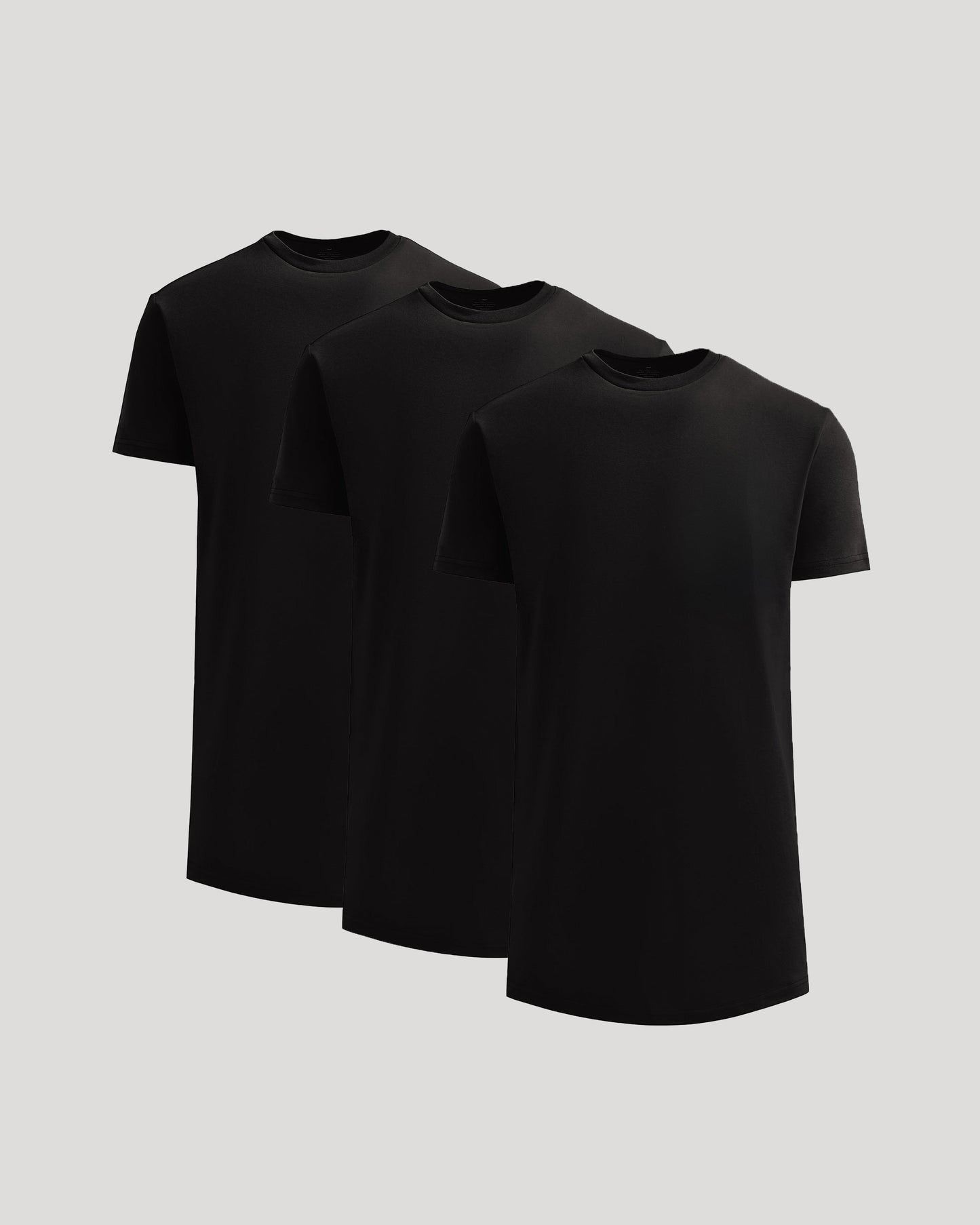 All Black Tall Heavyweight Curved Hem Crew 3-Pack