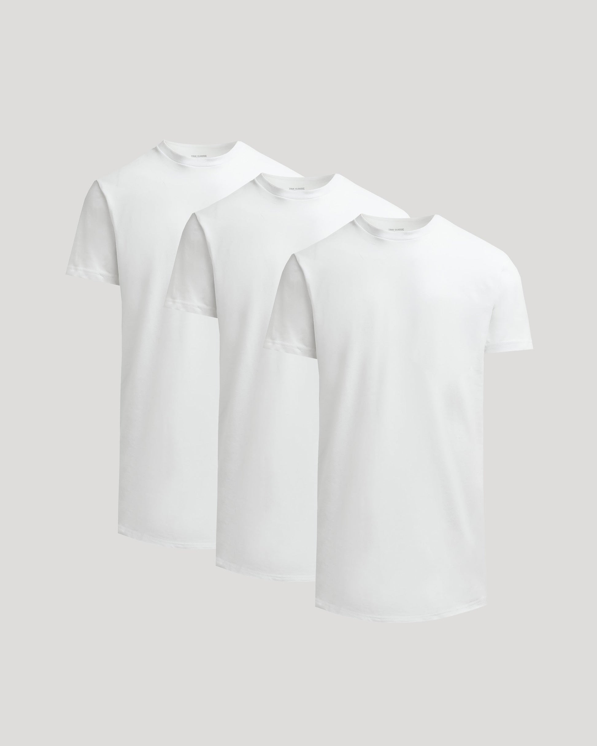 All White Tall Heavyweight Curved Hem Crew 3-Pack