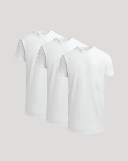 All White Tall Heavyweight Curved Hem Crew 3-Pack