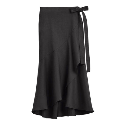 Linen Ruffle Wrap Skirt