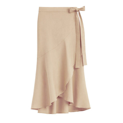 Linen Ruffle Wrap Skirt